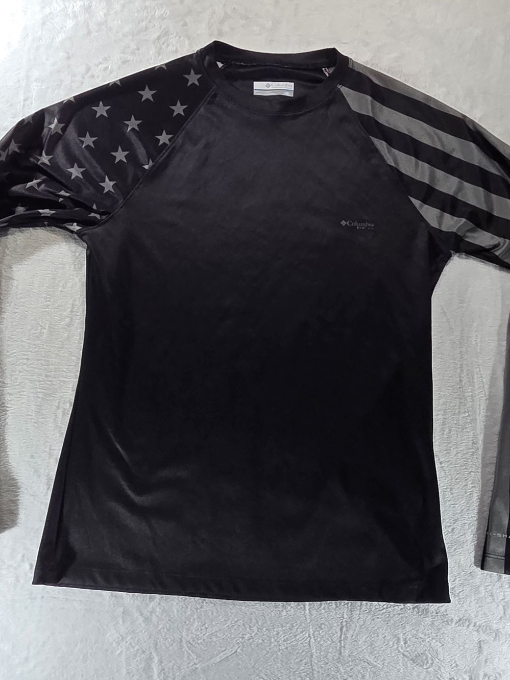 Columbia PFG Omni-Shade Men’s S Black/Gray Crew Neck Raglan UV Shirt - 0092